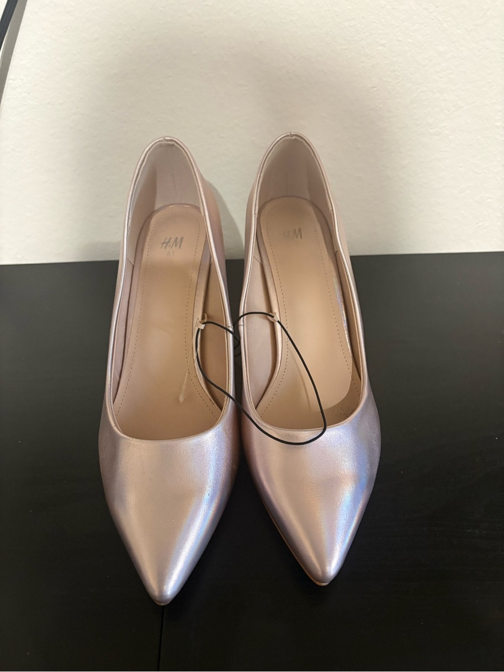 H&M Iridescent Rose Gold Pointed-Toe Pumps